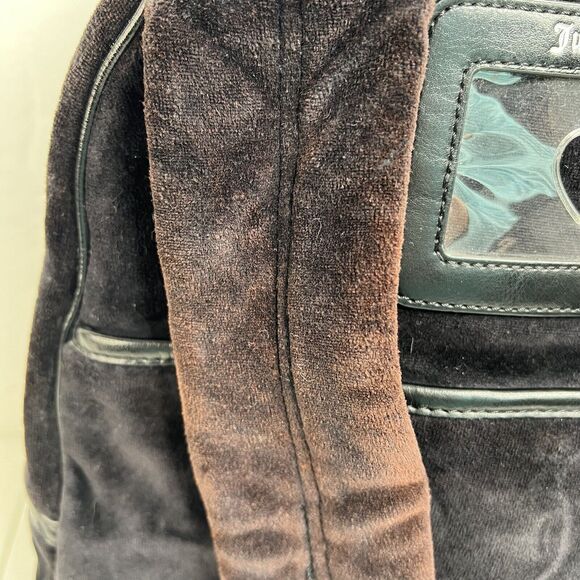 Y2K‎ Vintage JUICY COUTURE Black Velour Backpack Bookbag Weekend Bag Travel main image 11